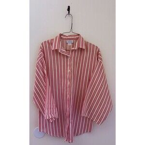 VTG Tattletale Red & White Stripe Lightweight Button Down Shirt Sz L USA Made